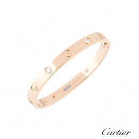 Cartier Rose Gold Half Diamond Love Bracelet Size 18 B6036018